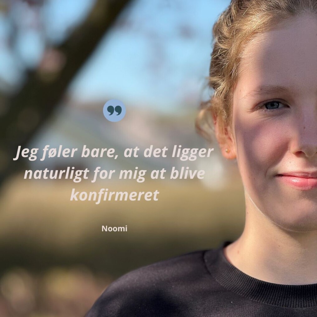 Billede fra Instagram. Nærbillede af konfirmand med tekst