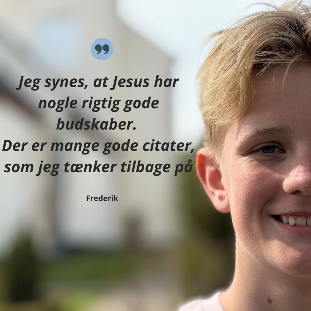 Billede fra Instagram. Nærbillede af konfirmand med tekst