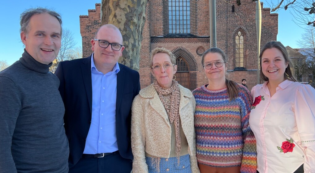 Tobias Koch, biskop Mads Davidsen, Sascha Mette Qvortrup, Bettina Damsgård Berg og Camilla Valentinussen Hou