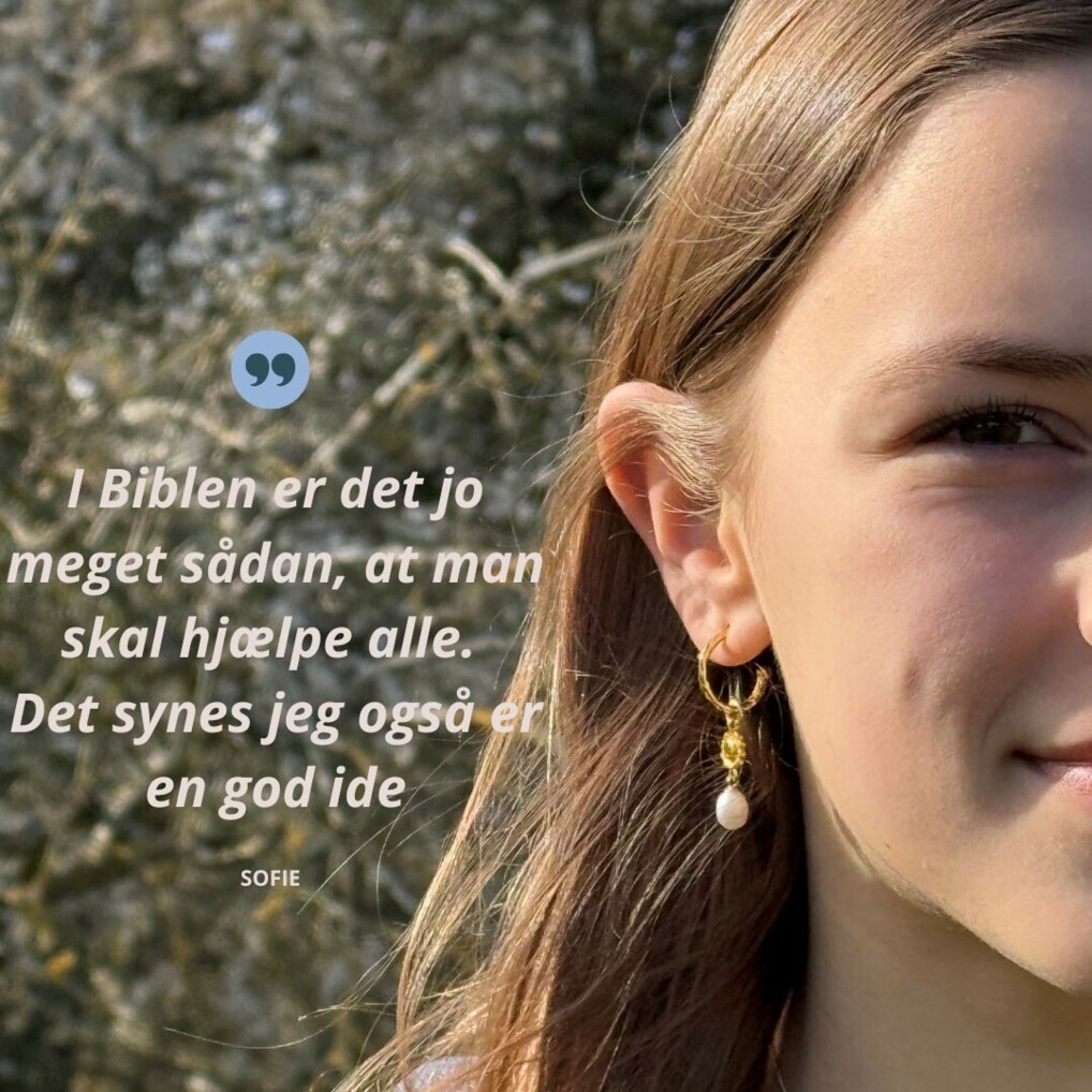 Billede fra Instagram. Nærbillede af konfirmand med tekst